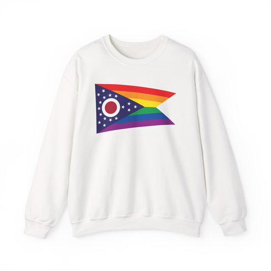 Ohio Rainbow Pride Flag Unisex Crewneck Sweatshirt, White, Black or Light Pink