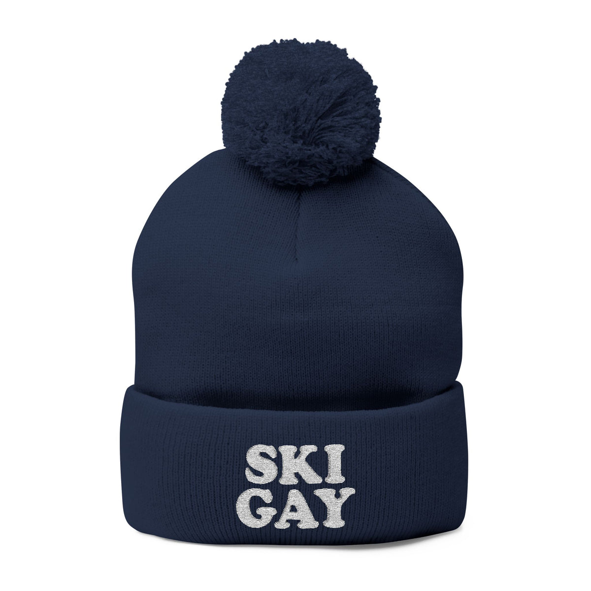 SKI GAY Pom Pom Beanie - white deco