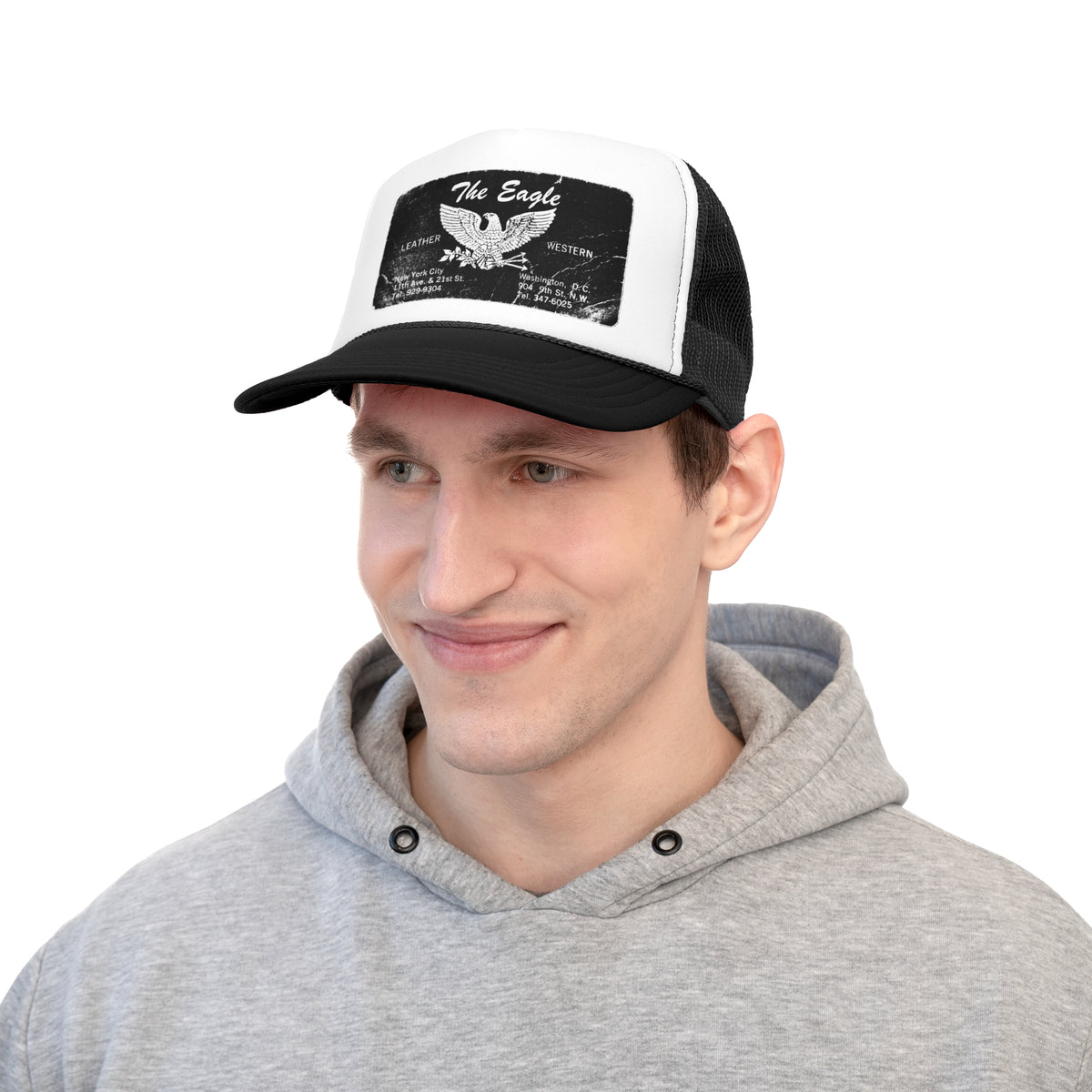 Leather Bar Trucker Caps - The Eagle's Nest LGBTQIA+ Pride History, Black or Pink with Black Deco