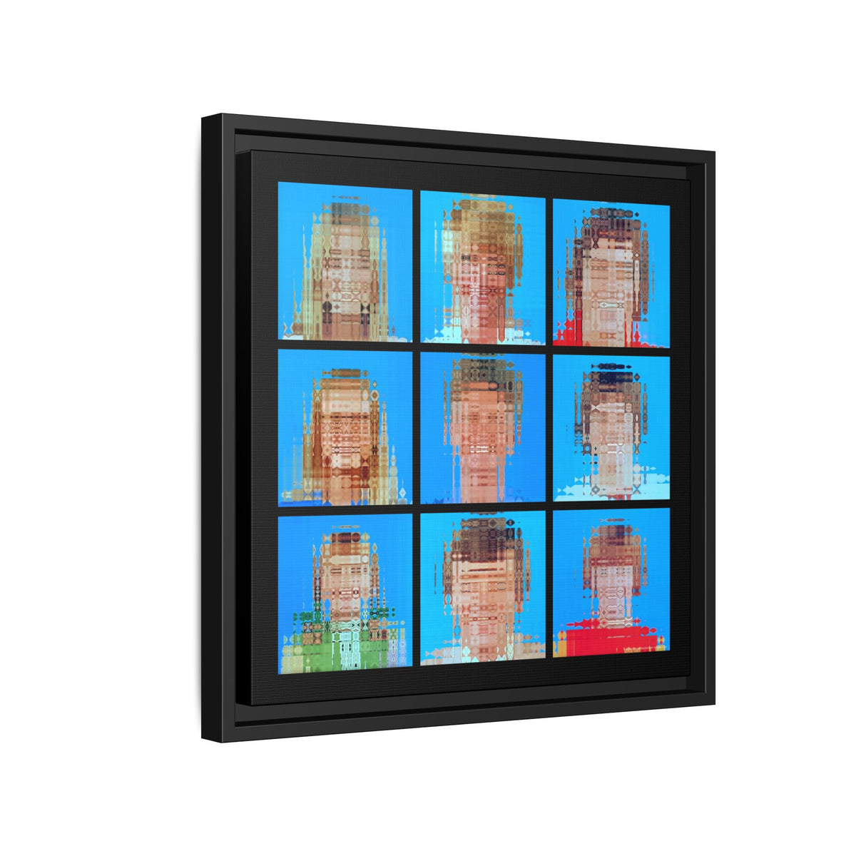 America's Iconic Mid-Century TV Family, Abstract Portrait Collage Art, Matte Canvas, Framed (Multi-color options)