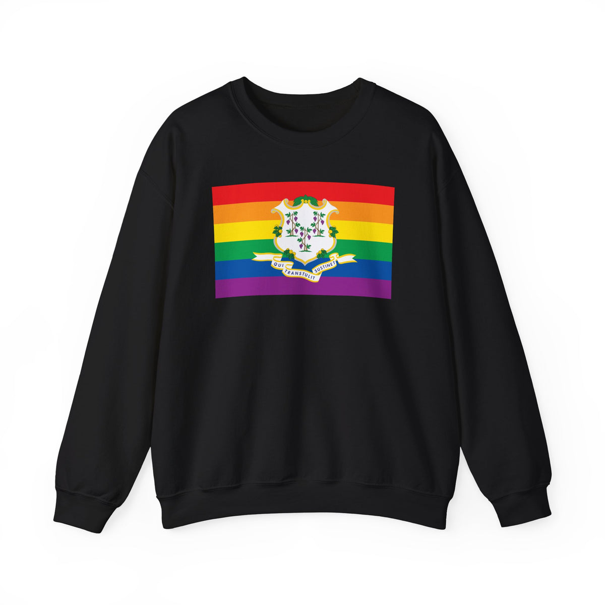 Connecticut Rainbow Pride Flag Unisex Crewneck Sweatshirt, White, Black or Light Pink
