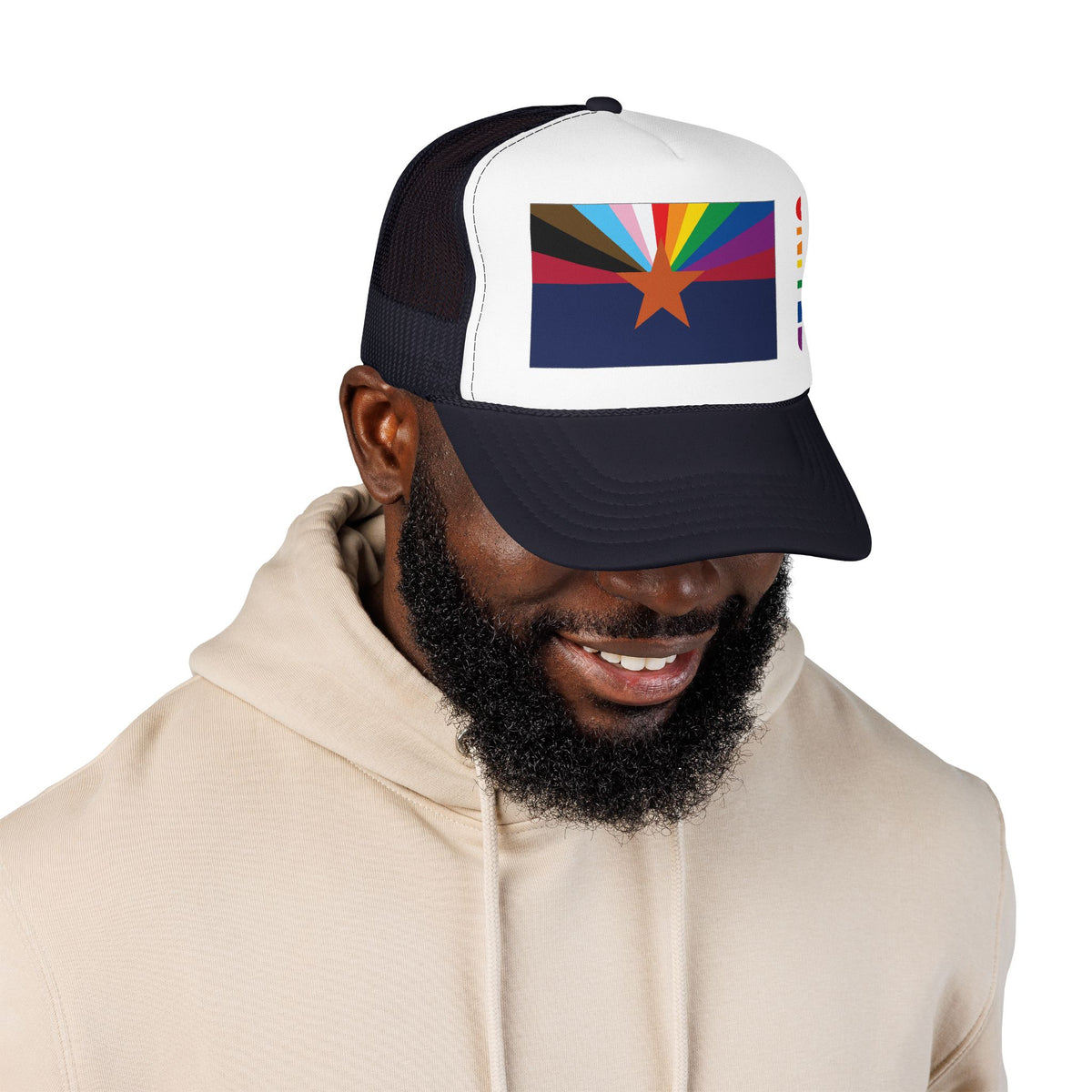 Arizona Rainbow Pride Flag "UNITED" Printed Foam Trucker Hat, Several Color Options