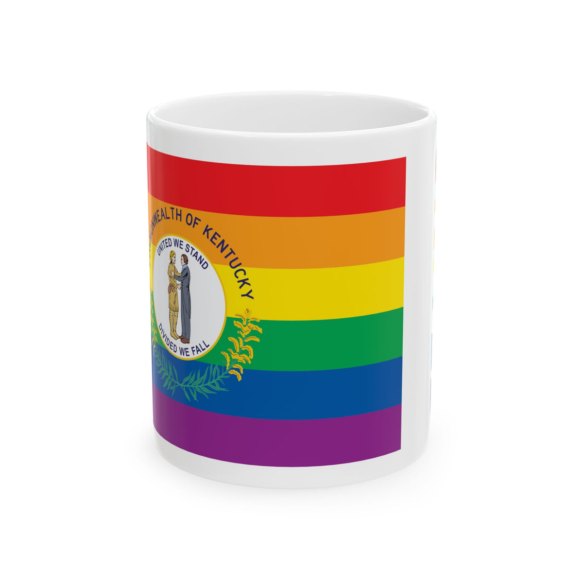 Kentucky Rainbow Pride Flag "UNITED" Ceramic Mug