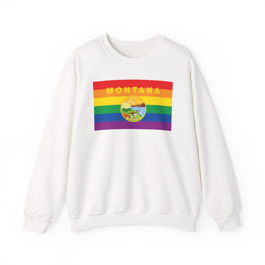 Montana Rainbow Pride Flag Unisex Crewneck Sweatshirt, White, Black or Light Pink
