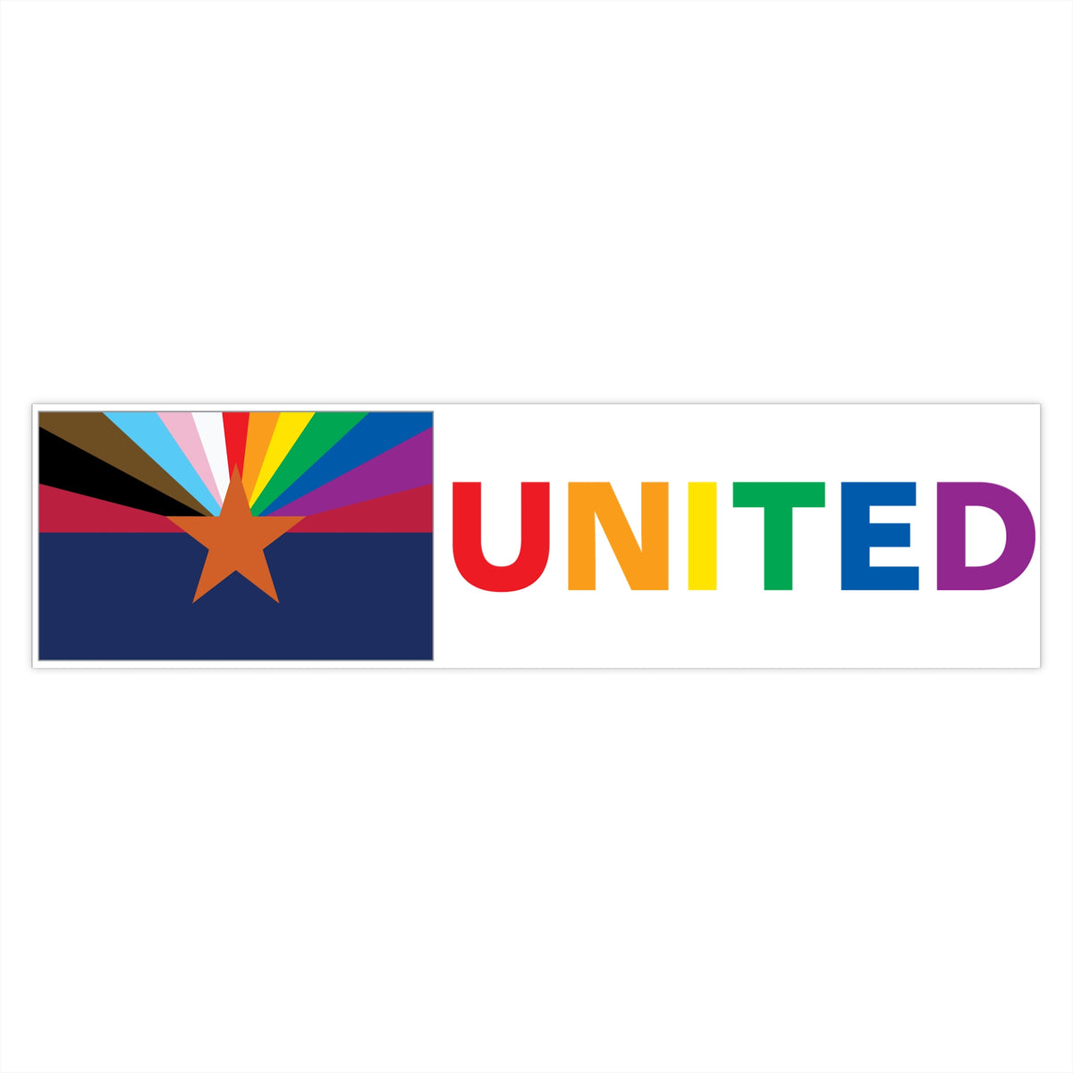 Arizona Rainbow Pride Flag "UNITED" Bumper Sticker