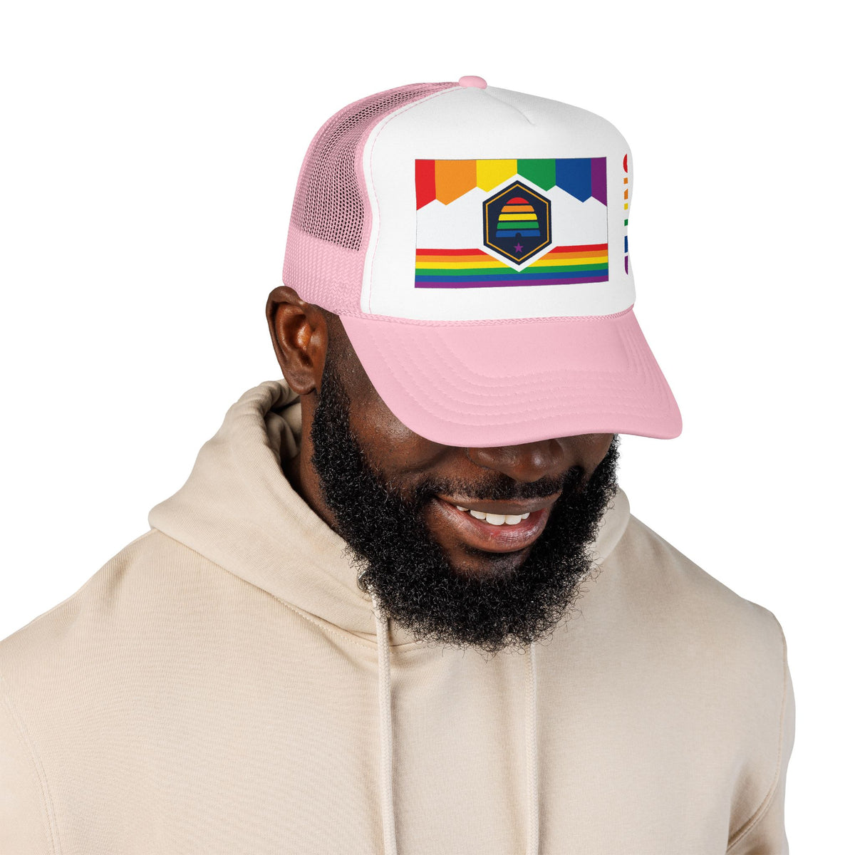 Utah Rainbow Pride Flag "UNITED" Printed Foam Trucker Hat, Several Color Options