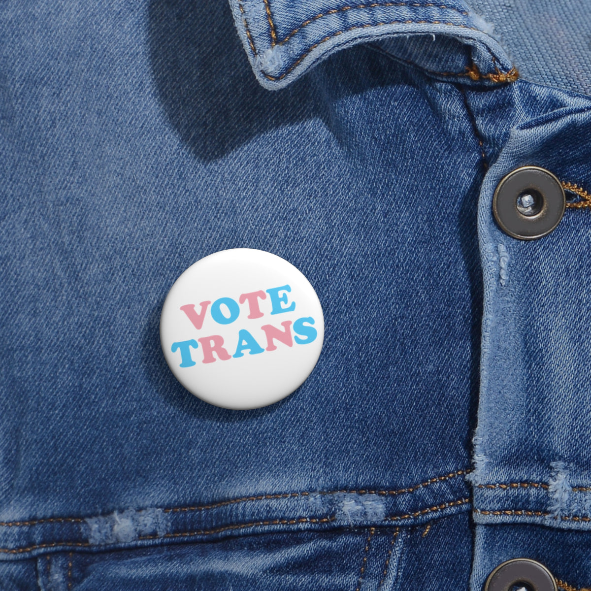 VOTE TRANS Activism Pin Button, Transgender Pride Colors