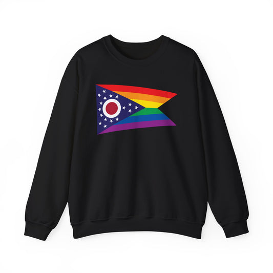 Ohio Rainbow Pride Flag Unisex Crewneck Sweatshirt, White, Black or Light Pink