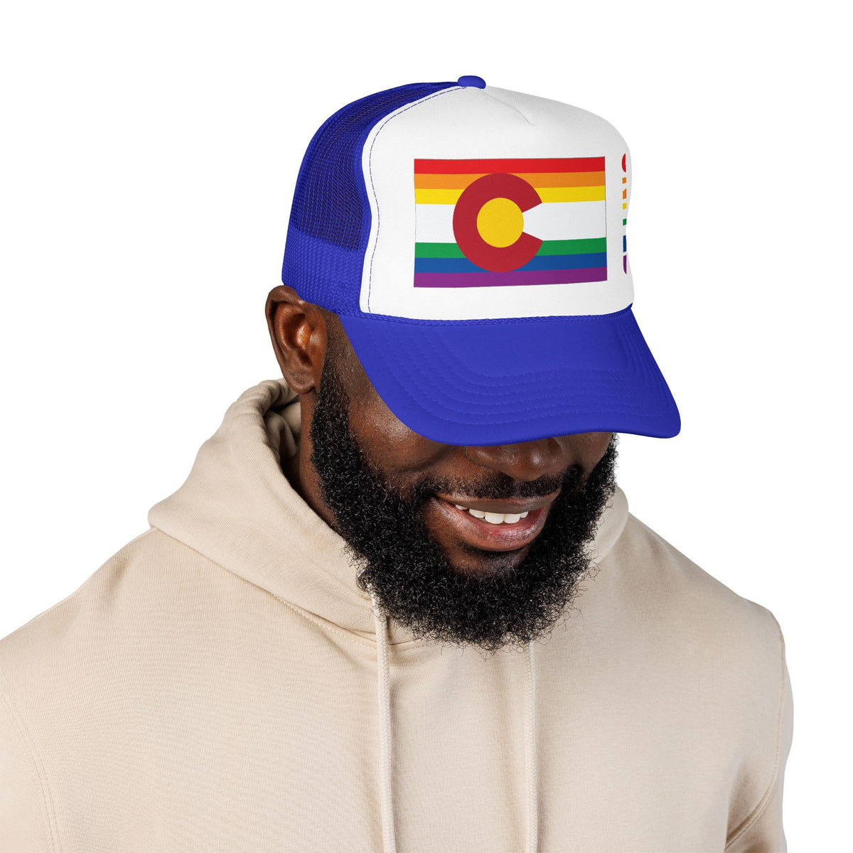 Colorado Rainbow Pride Flag "UNITED" Printed Foam Trucker Hat, Several Color Options