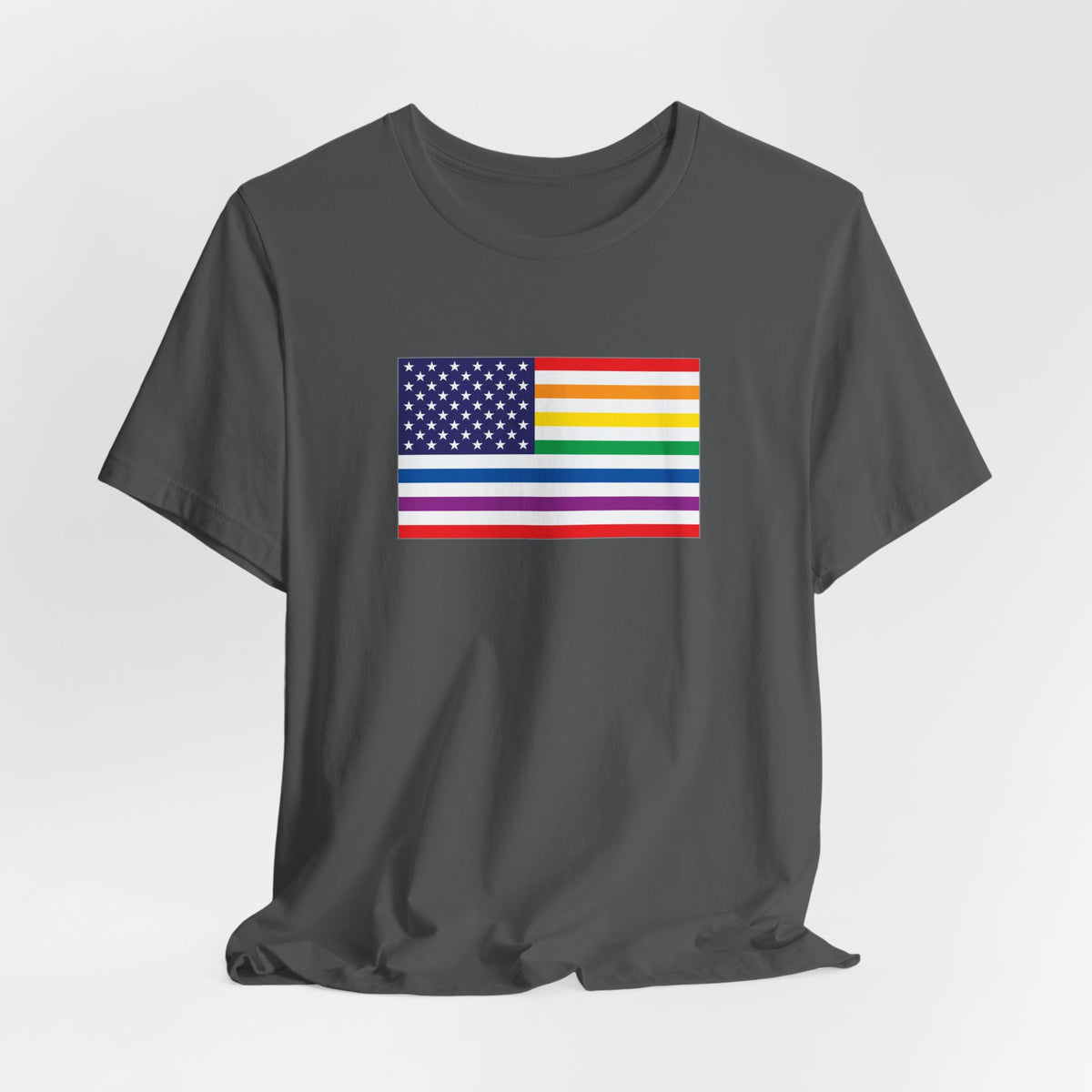 USA Old Glory Stars n Stripes Rainbow and White Pride Flag T-shirt, Several Color Options