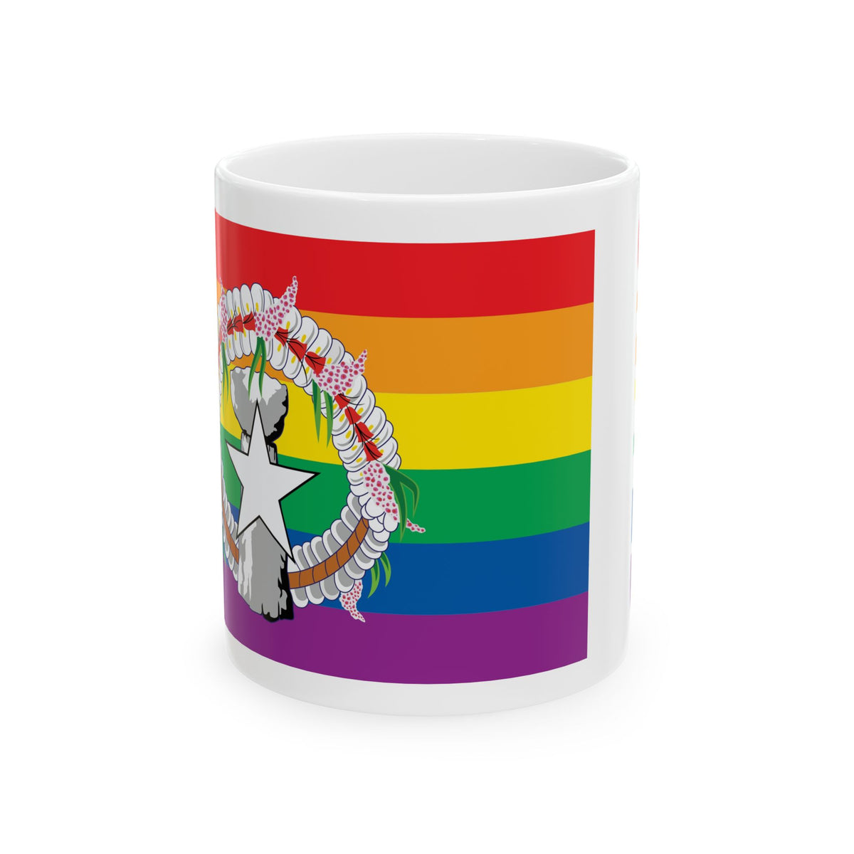Northern Mariana Islands Rainbow Pride Flag "UNITED" Ceramic Mug