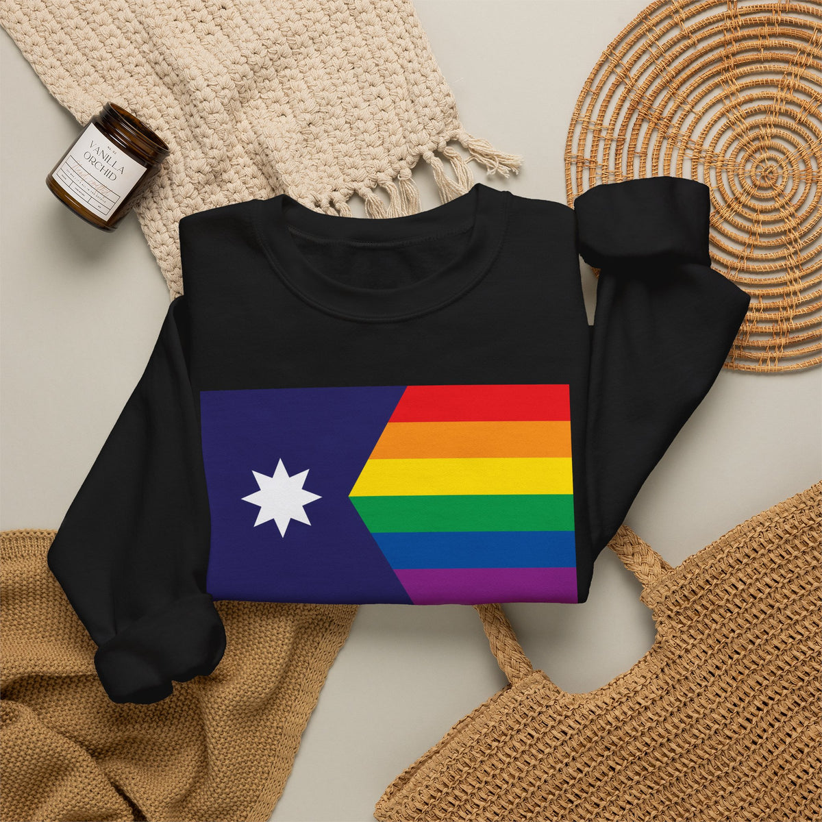 Minnesota Rainbow Pride Flag Unisex Crewneck Sweatshirt, White, Black or Light Pink