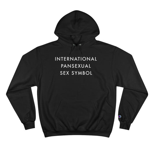 International Pansexual Sex Symbol Hoodie (Champion®) - Black and Charcoal Heather with White Deco