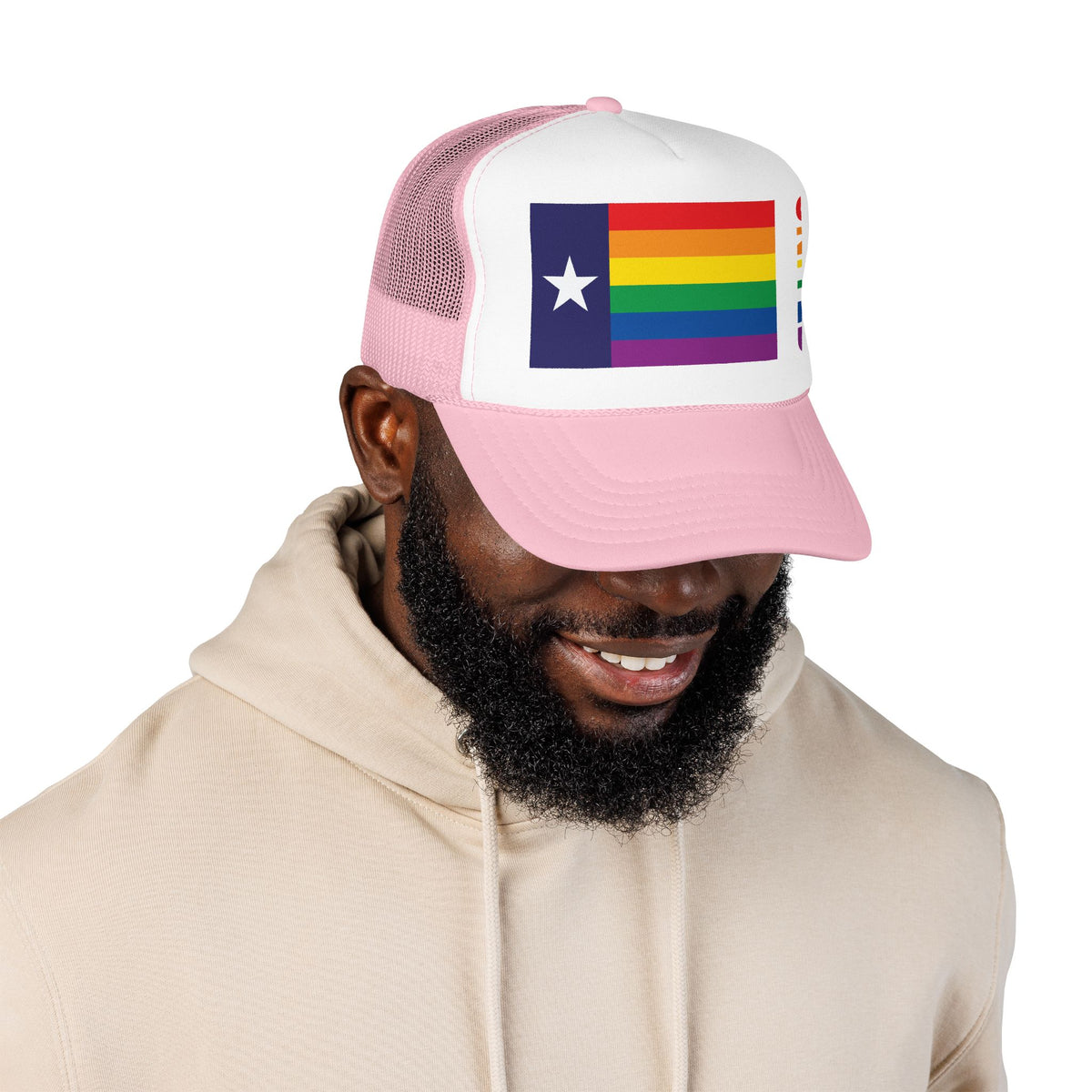 Texas Rainbow Pride Flag "UNITED" Printed Foam Trucker Hat, Several Color Options