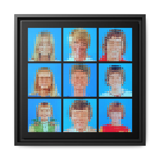 America's Iconic Mid-Century TV Family, Abstract Portrait Collage Art, Matte Canvas, Framed (Multi-color options)