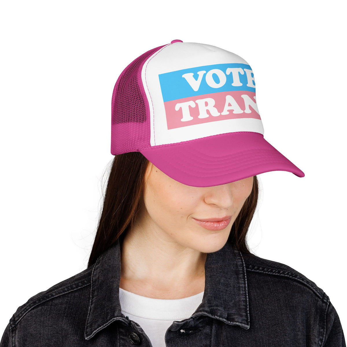 VOTE TRANS Stripes Trucker Cap, Pro-Trans Rights Statement Hat