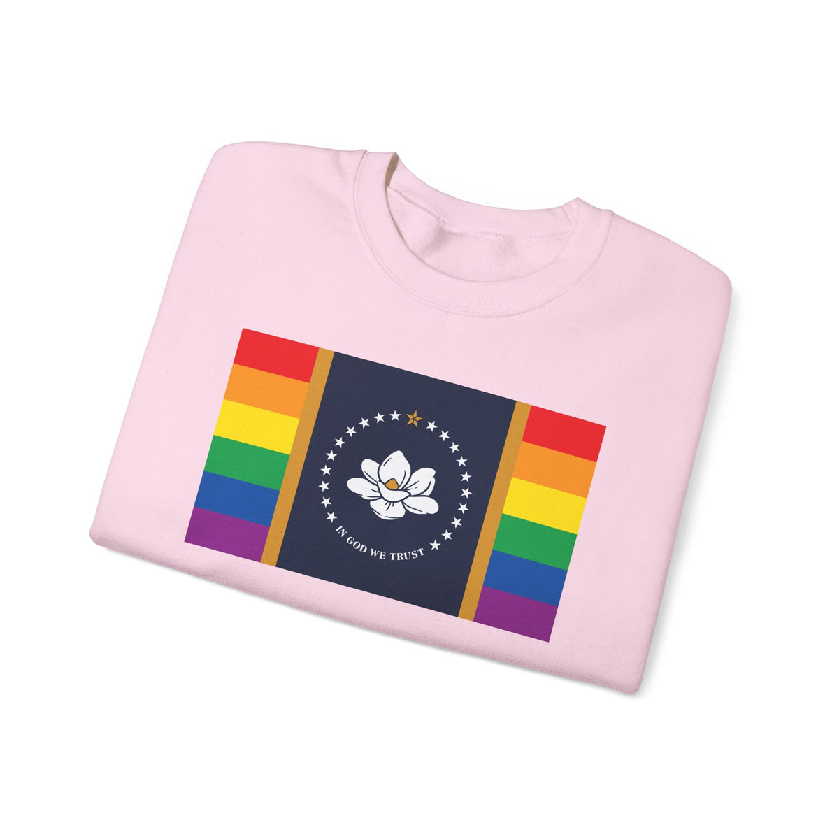 Mississippi Rainbow Pride Flag Unisex Crewneck Sweatshirt, White, Black or Light Pink