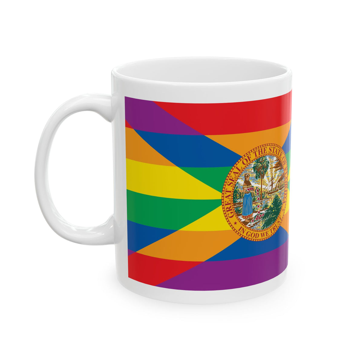 Florida Rainbow Pride Flag "UNITED" Ceramic Mug