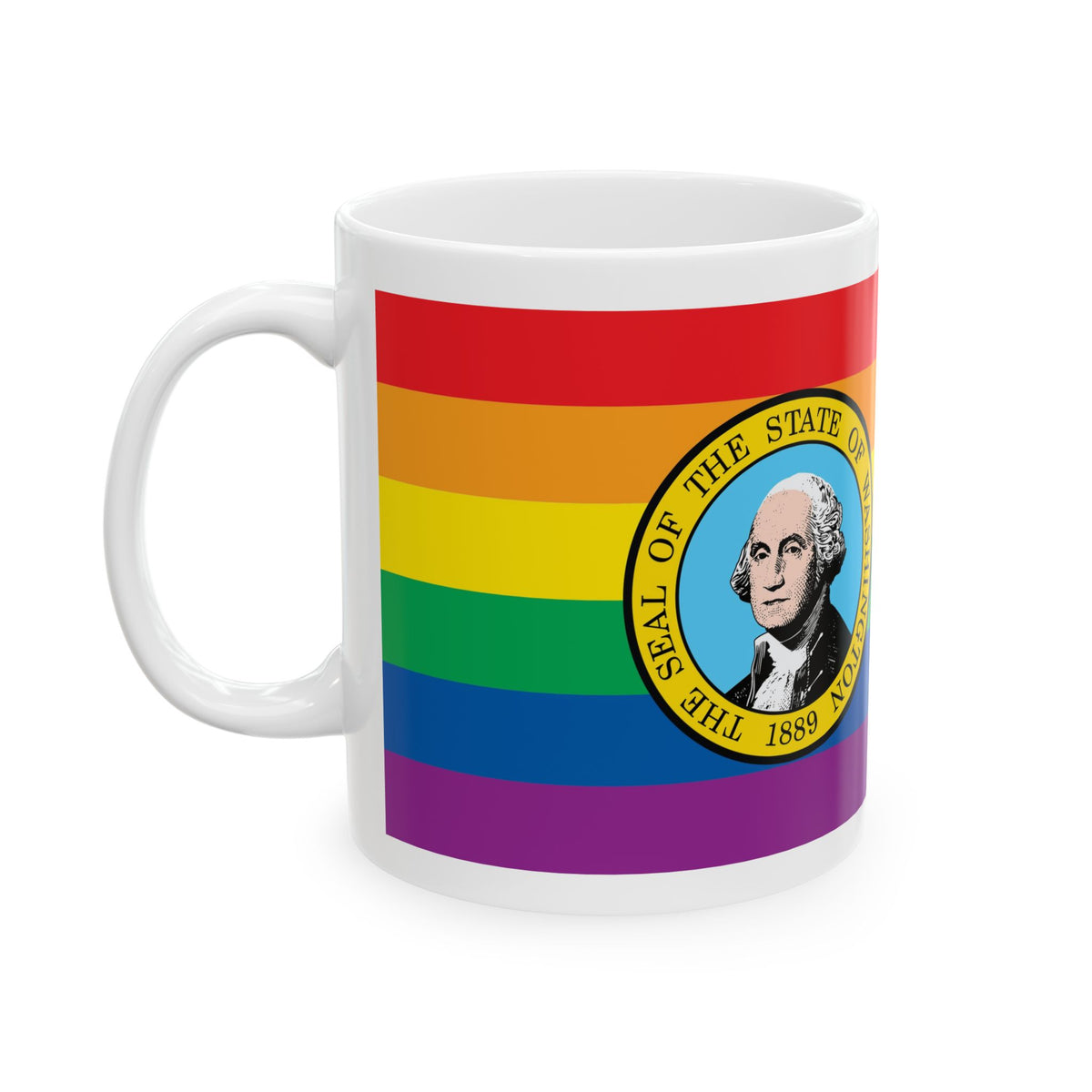 Washington Rainbow Pride Flag "UNITED" Ceramic Mug