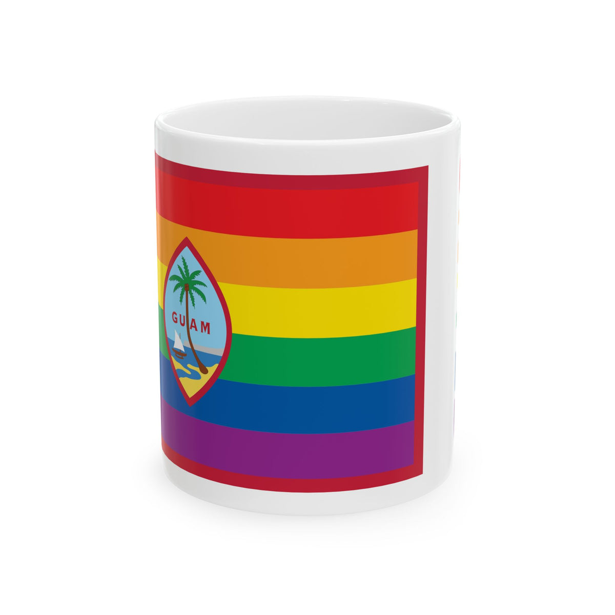 Guam Rainbow Pride Flag "UNITED" Ceramic Mug