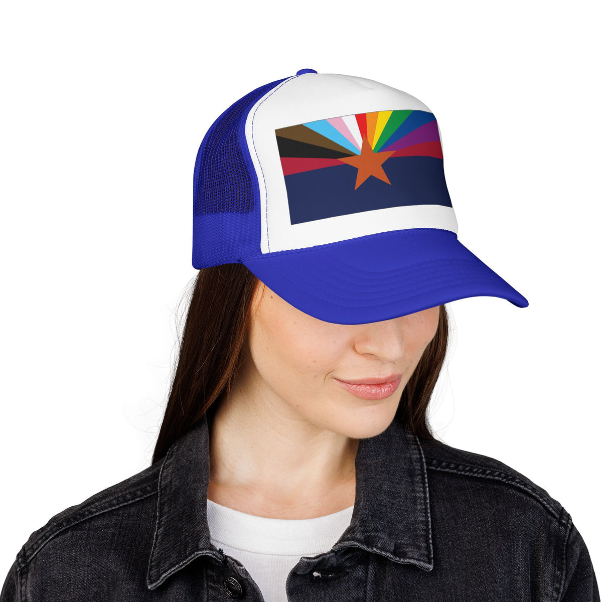 Arizona Rainbow Pride Flag "UNITED" Printed Foam Trucker Hat, Several Color Options