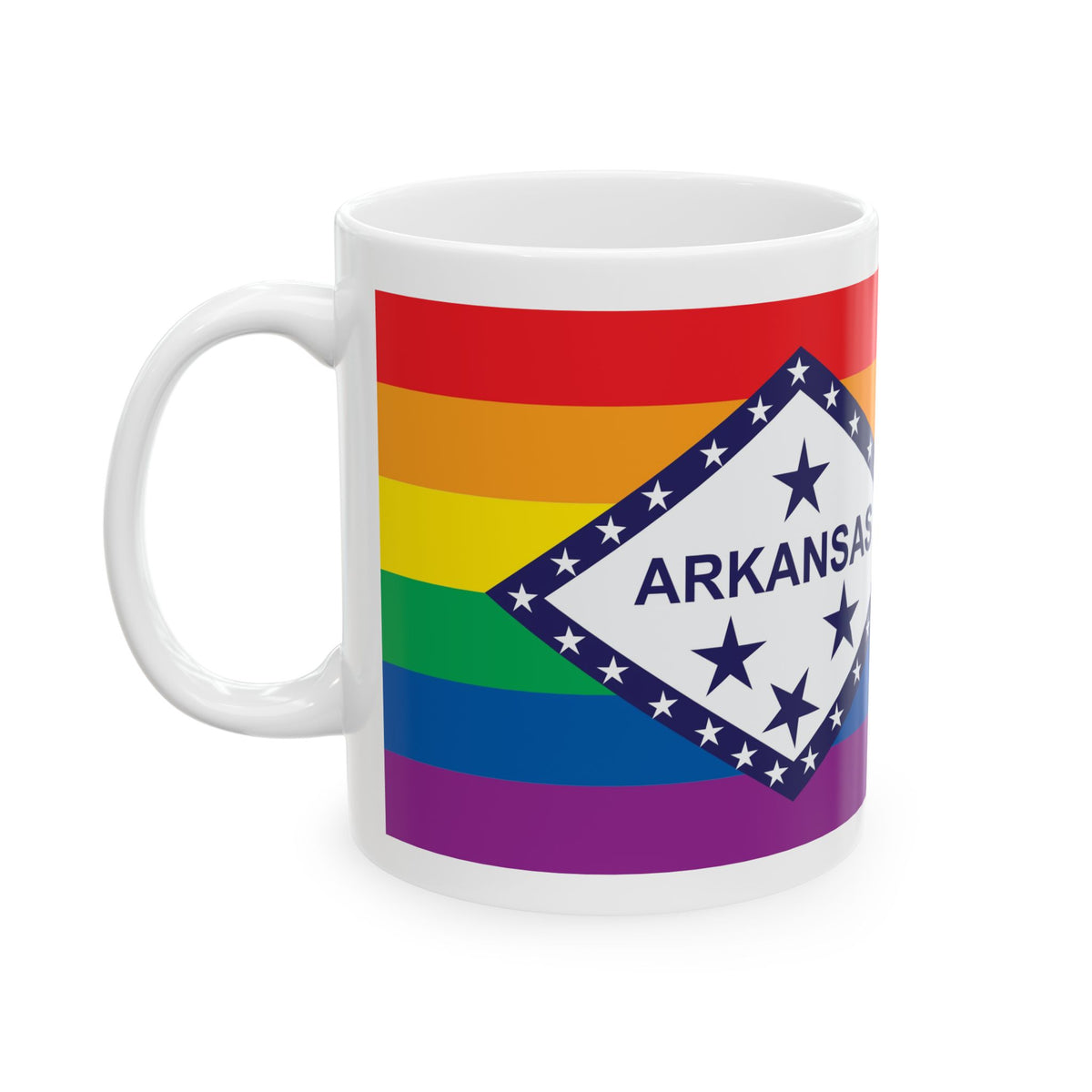Arkansas Rainbow Pride Flag "UNITED" Ceramic Mug