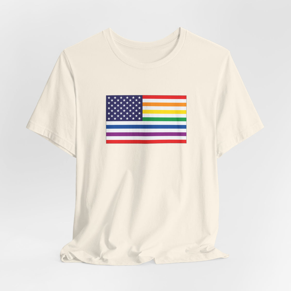 USA Old Glory Stars n Stripes Rainbow and White Pride Flag T-shirt, Several Color Options