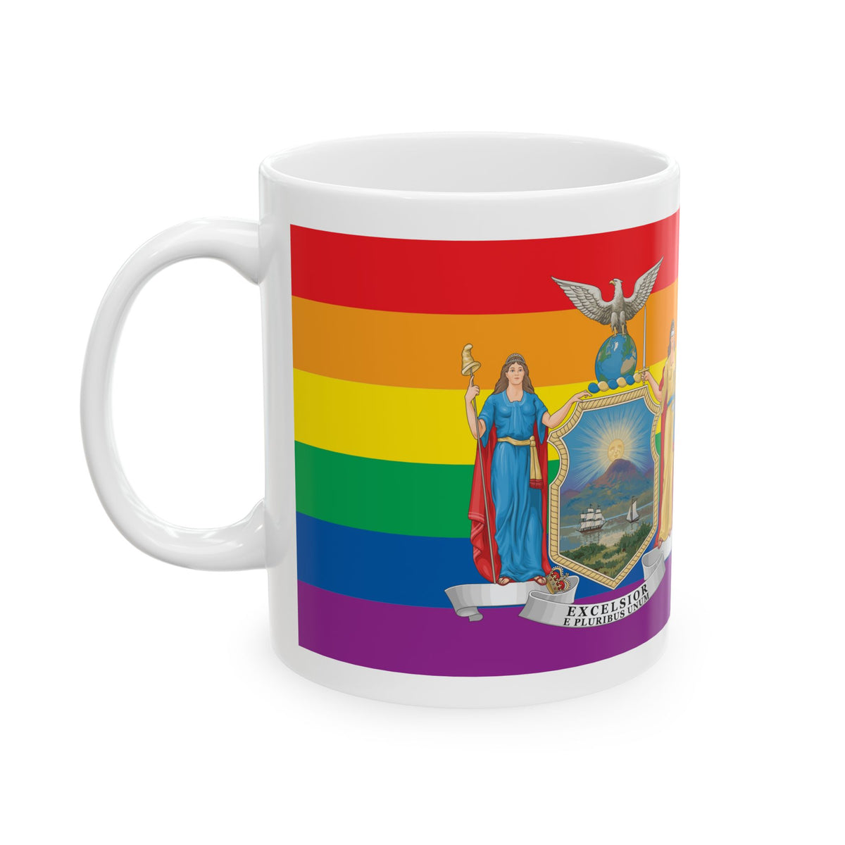 New York Rainbow Pride Flag "UNITED" Ceramic Mug