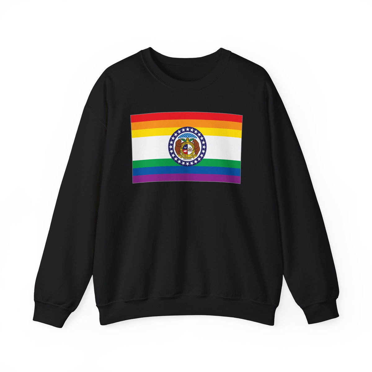 Missouri Rainbow Pride Flag Unisex Crewneck Sweatshirt, White, Black or Light Pink
