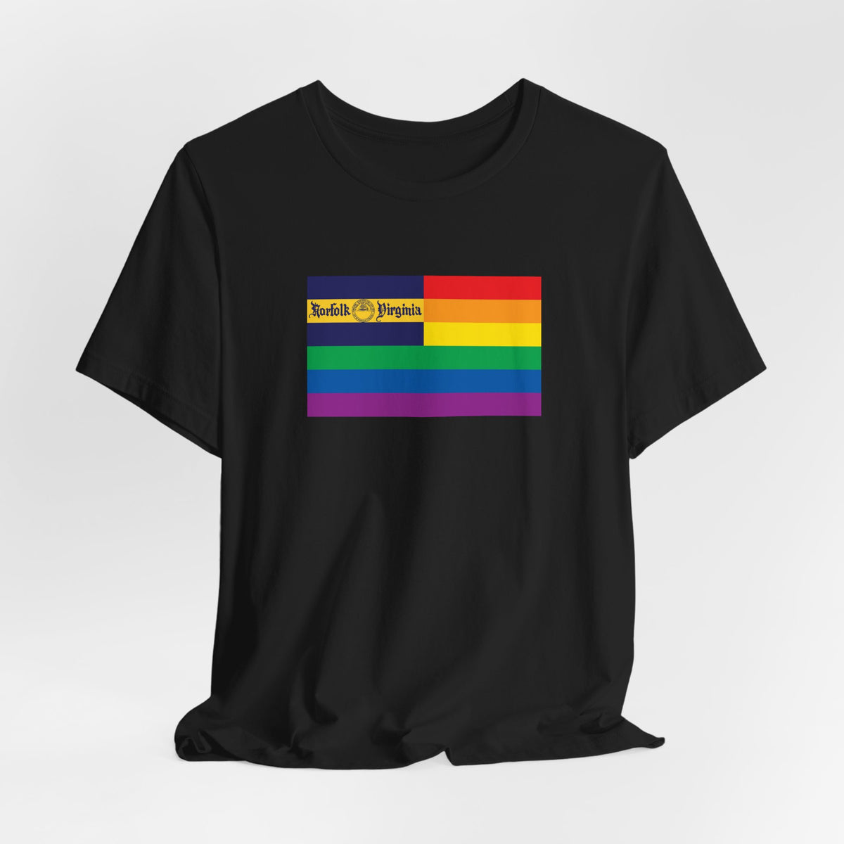 Norfolk, Virginia Rainbow Pride Flag T-shirt, Several Color Options