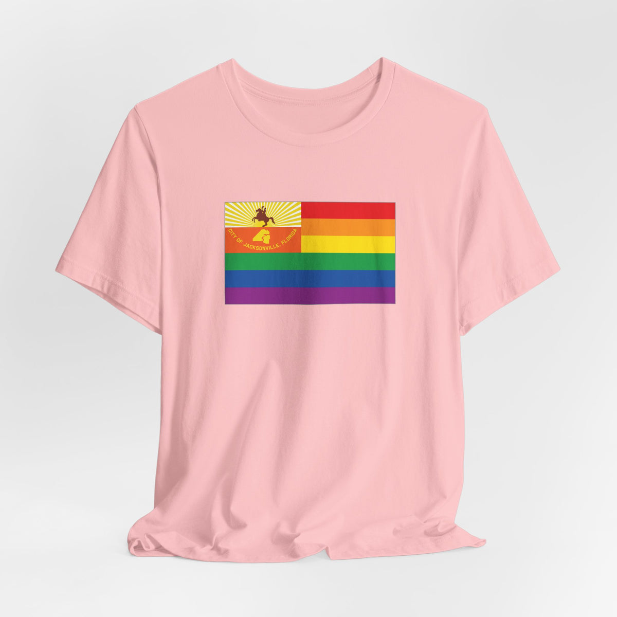 Jacksonville, Florida Rainbow Pride Flag T-shirt, Several Color Options