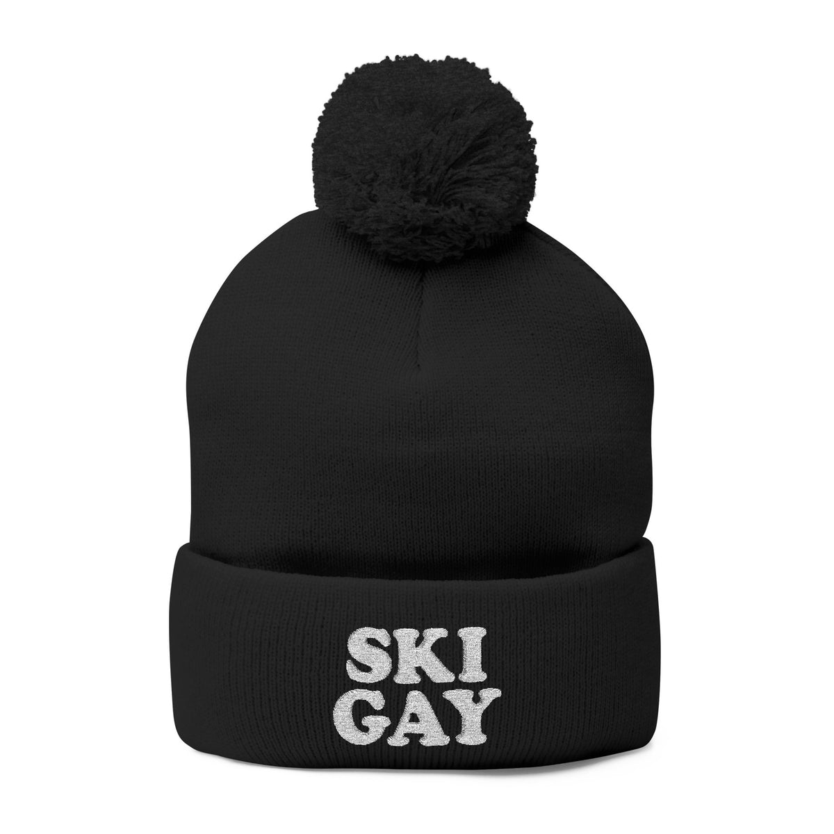 SKI GAY Pom Pom Beanie - white deco