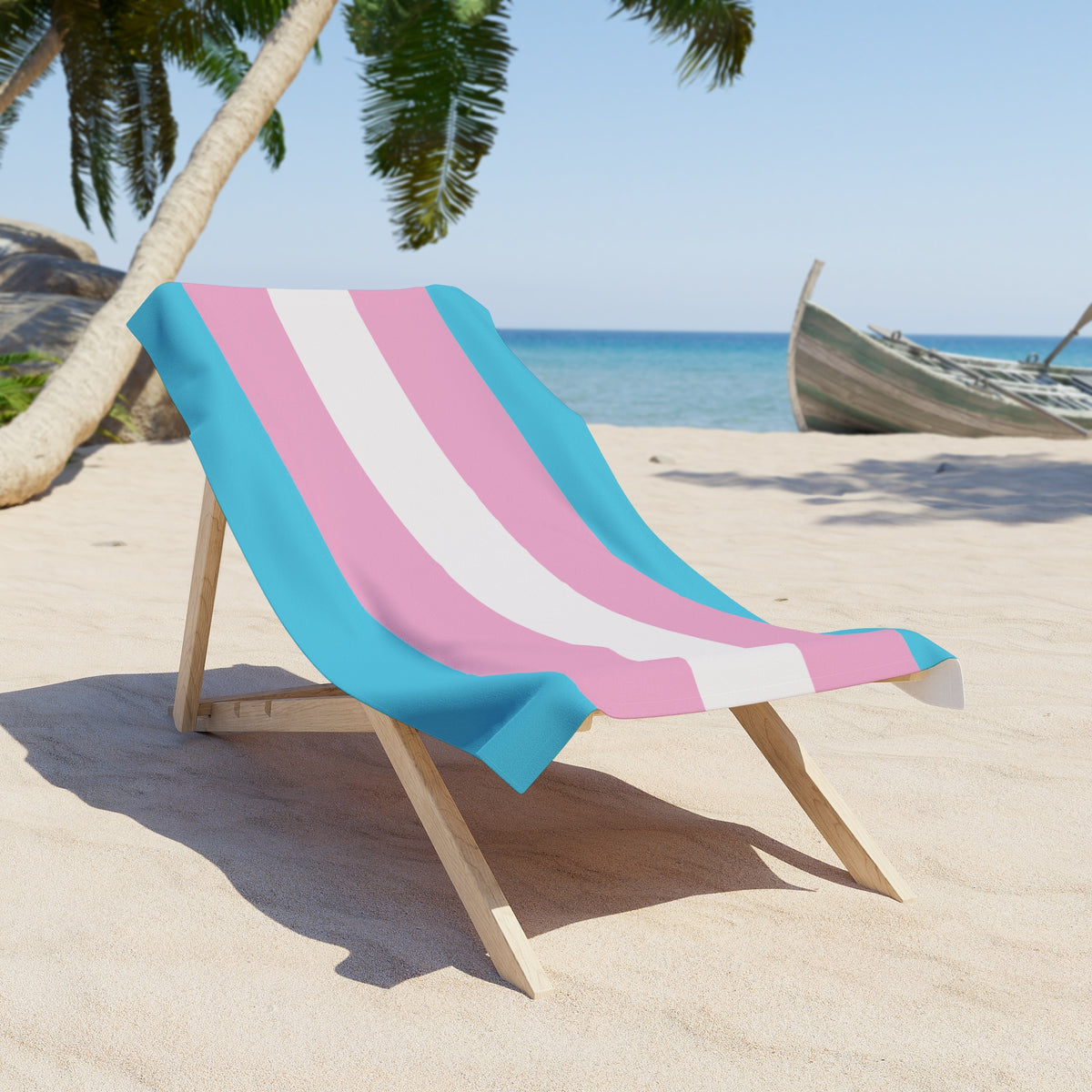 Transgender Pride Flag Beach Towel - horizontal stripe deco