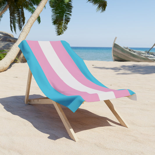 Transgender Pride Flag Beach Towel - horizontal stripe deco