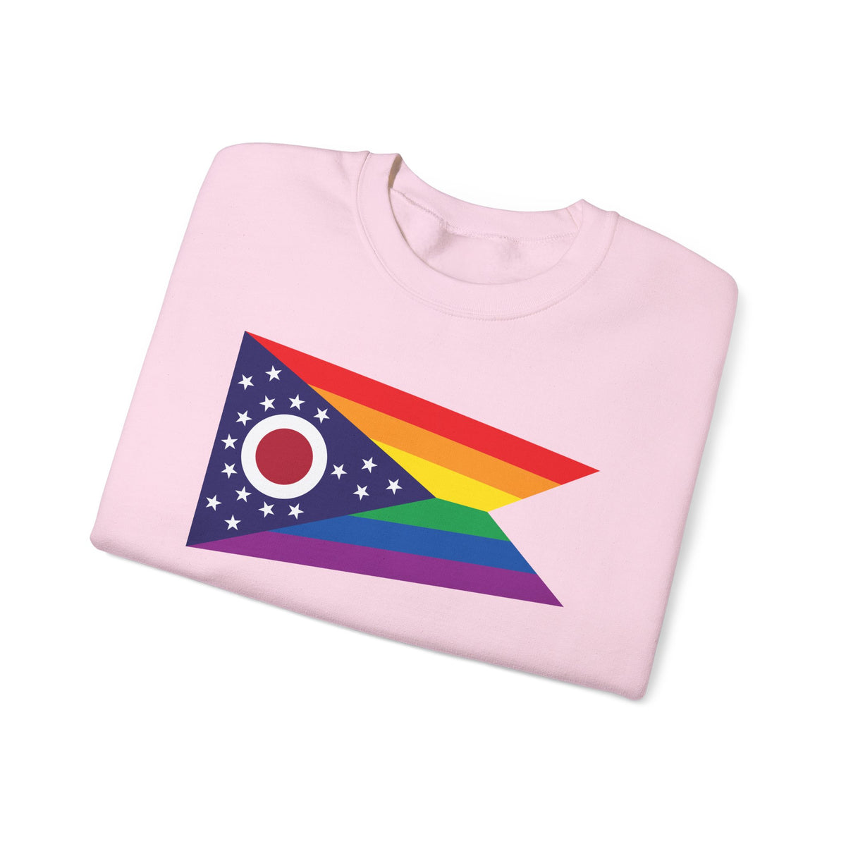 Ohio Rainbow Pride Flag Unisex Crewneck Sweatshirt, White, Black or Light Pink