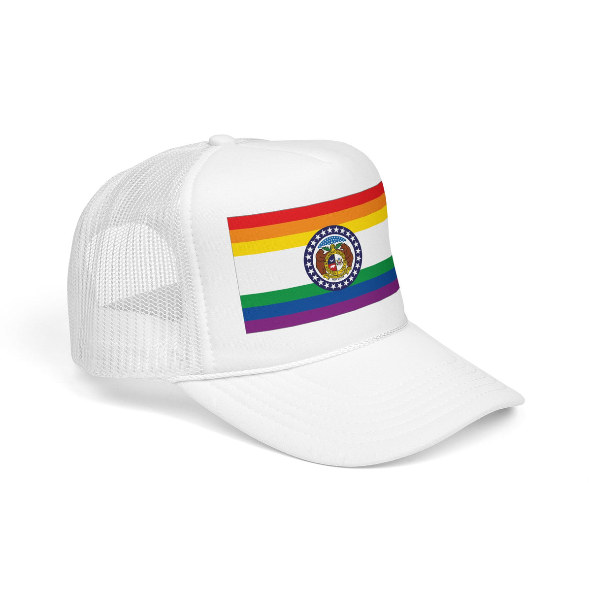 Missouri Rainbow Pride Flag "UNITED" Printed Foam Trucker Hat, Several Color Options