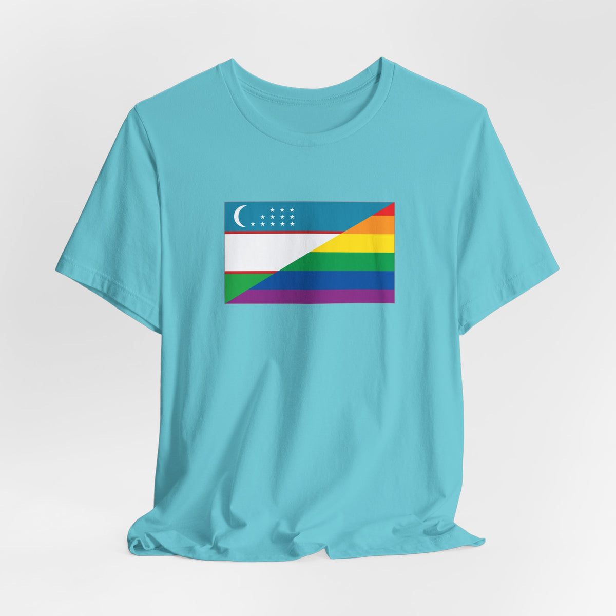 Uzbekistan Rainbow Pride Flag T-shirt, Several Color Options