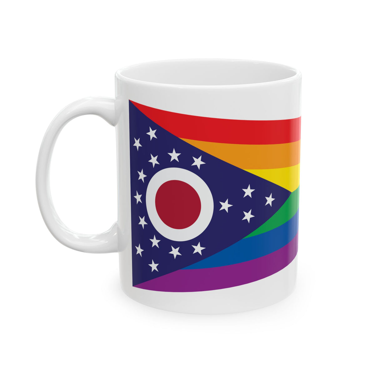 Ohio Rainbow Pride Flag "UNITED" Ceramic Mug