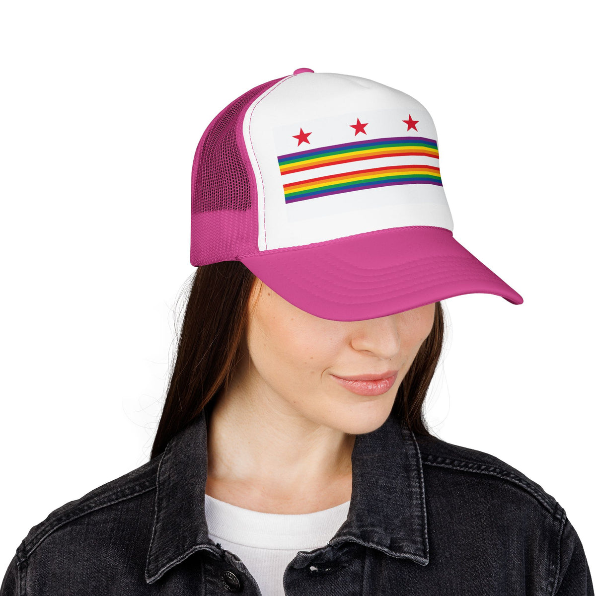 Washington, D.C. Rainbow Pride Flag "UNITED" Printed Foam Trucker Hat, Several Color Options