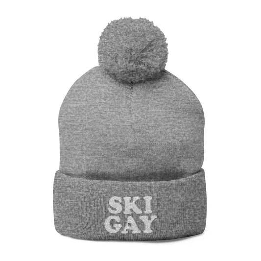 SKI GAY Pom Pom Beanie - white deco