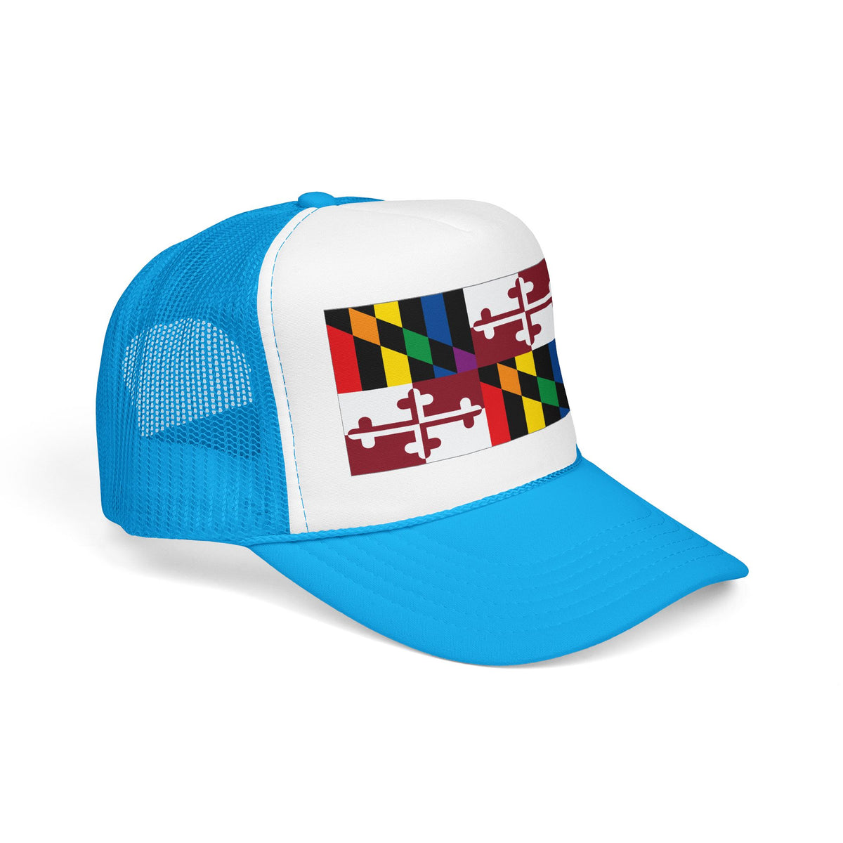 Maryland Rainbow Pride Flag "UNITED" Printed Foam Trucker Hat, Several Color Options