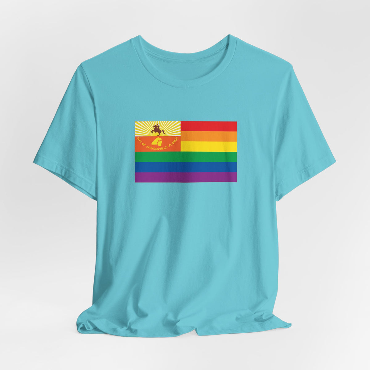Jacksonville, Florida Rainbow Pride Flag T-shirt, Several Color Options