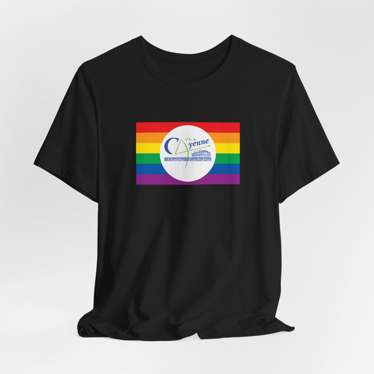 Cayenne, French Guiana Rainbow Pride Flag T-shirt, Several Color Options
