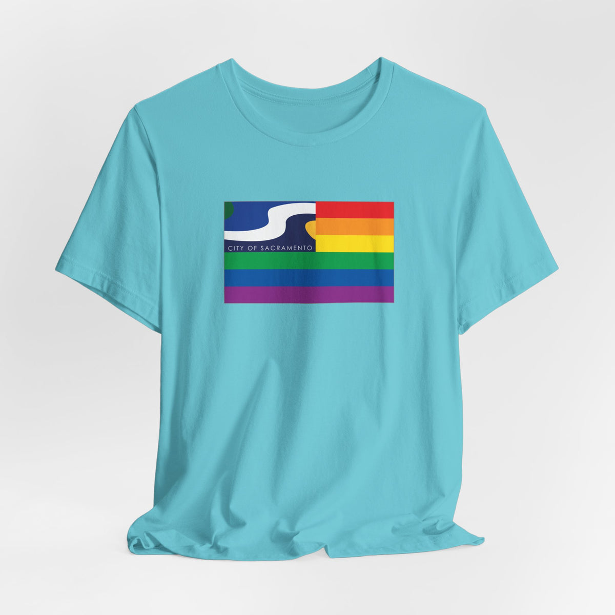 Sacramento, California Rainbow Pride Flag T-shirt, Several Color Options