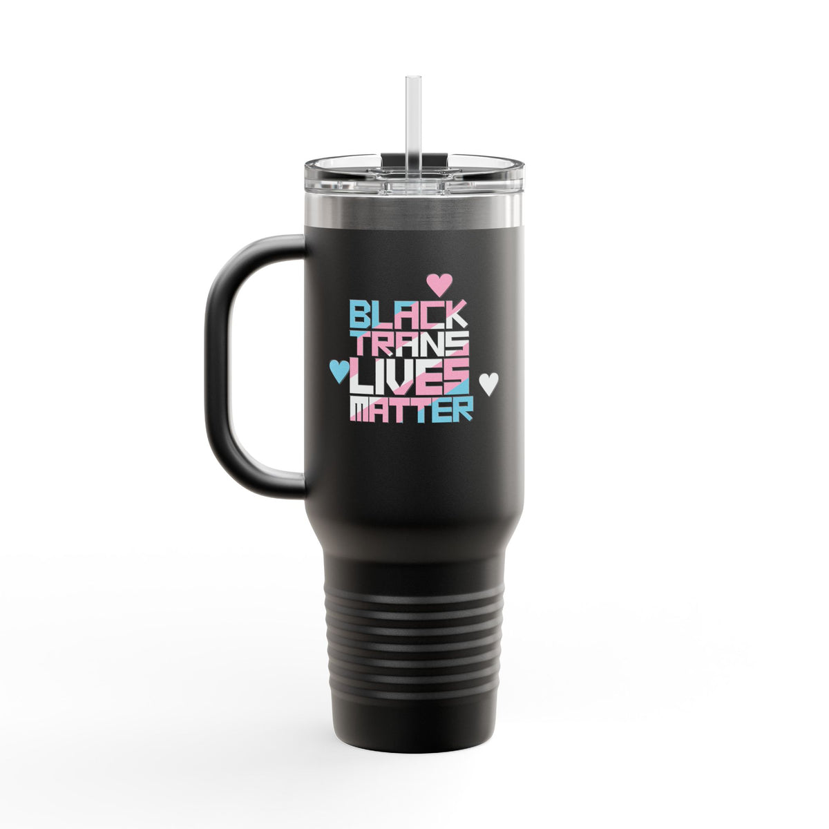 BLACK TRANS LIVES MATTER 40oz Tumbler, San Francisco Tenderloin Deco on Black or Gray