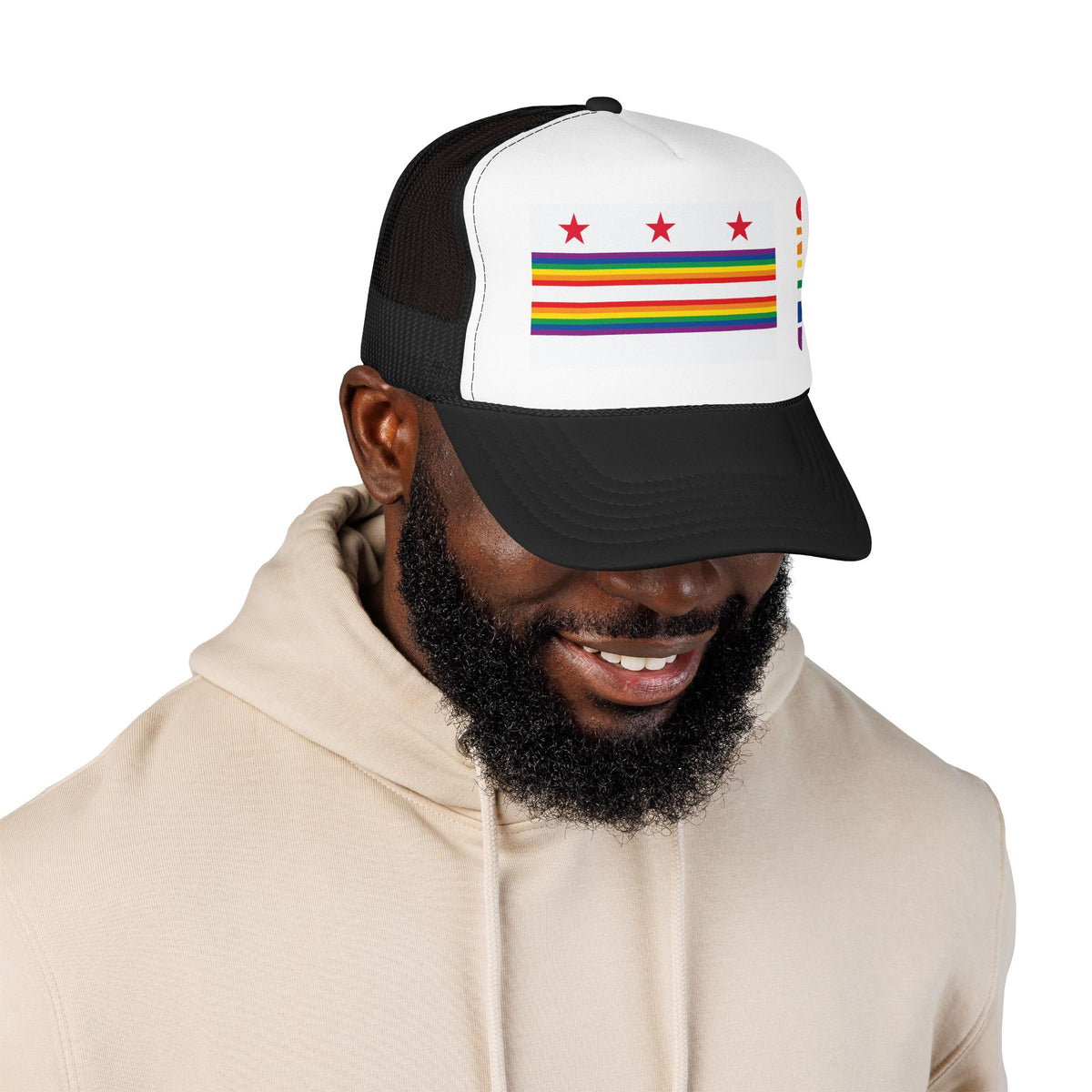 Washington, D.C. Rainbow Pride Flag "UNITED" Printed Foam Trucker Hat, Several Color Options