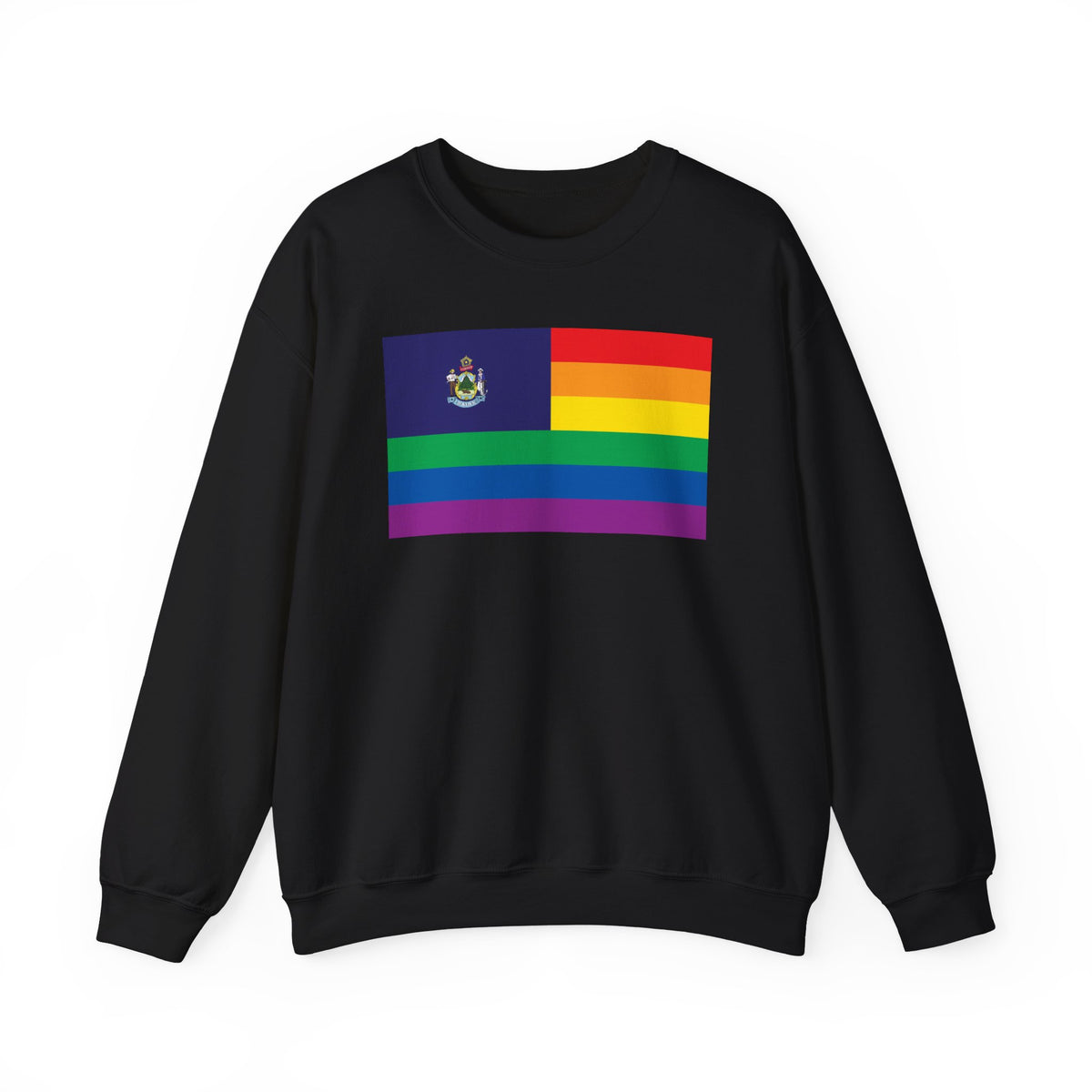 Maine Rainbow Pride Flag Unisex Crewneck Sweatshirt, White, Black or Light Pink