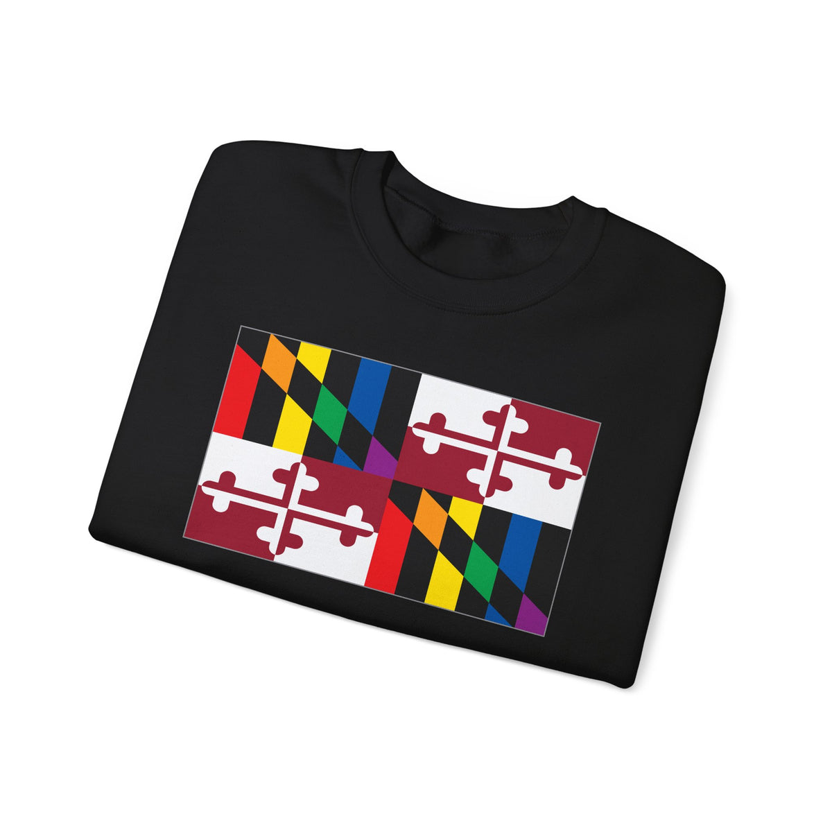 Maryland Rainbow Pride Flag Unisex Crewneck Sweatshirt, White, Black or Light Pink