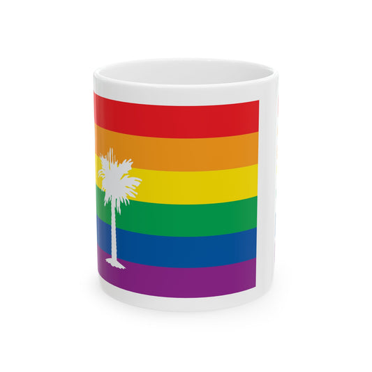 South Carolina Rainbow Pride Flag "UNITED" Ceramic Mug