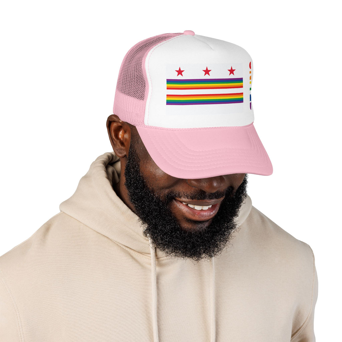 Washington, D.C. Rainbow Pride Flag "UNITED" Printed Foam Trucker Hat, Several Color Options
